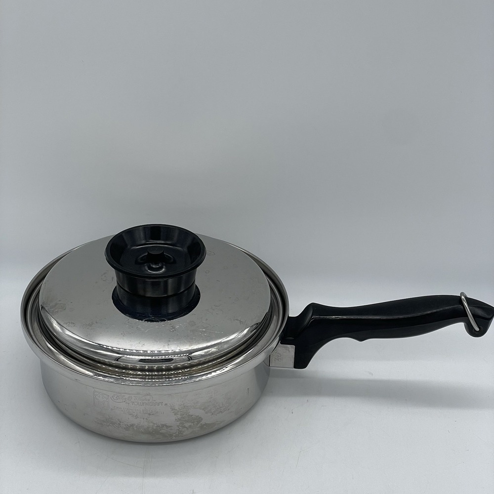 Vtg Chef's Ware Townecraft Saucepan 1.5 Quart 8 1/2" T-304 Stainless w/Lid USA
